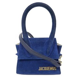 BOLSA DE MÃO JACQUEMUS LE CHIQUITO MINI CAMURÇA AZUL COM ALÇA Azul
