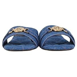 Versace-Versace Medusa Logo Open Toe Denim Mules-Other
