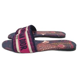 Christian Dior Dway Slides Blue Pink Mule Flat SandalSz.38 Multiple colors