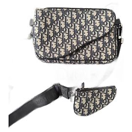 Christian Dior DIOR Triple Saddle Oblique Messenger Blu navy