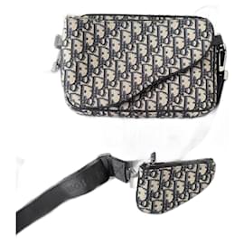 Christian Dior-DIOR Triple Saddle Oblique Messenger-Navy blue