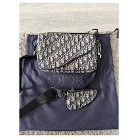 Christian Dior-DIOR Triple Saddle Oblique Messenger-Navy blue