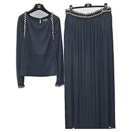 Chanel-Chanel Resort 2018 Top Skirt Suit Set Sz.48-Black