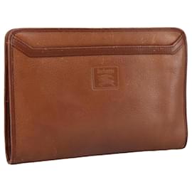 Autre Marque-Burberrys Clutch Bag Leather Brown Gold Auth ti2493-Brown,Golden