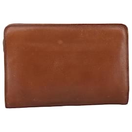 Autre Marque-Burberrys Clutch Bag Leather Brown Gold Auth ti2493-Brown,Golden