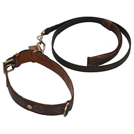 Louis Vuitton-LOUIS VUITTON Monogram Less Baxter MM Collier Baxter Dog Leash 2Set Auth 106173-Monogram