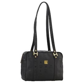 Bolsa de Ombro MCM Vicetos Logogram PVC Preta Auth 104709 Preto