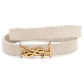 Brazalete de cuero blanco Saint Laurent Blanco