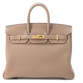 Hermès-Hermes Birkin 25 Handbag in Etoupe Togo Leather-Taupe