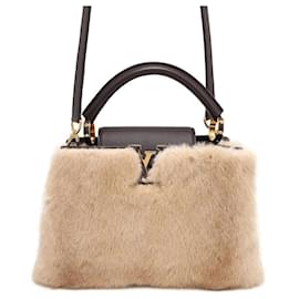 Louis Vuitton-Louis Vuitton Capucines BB Mink Fur Handbag-Brown,Beige