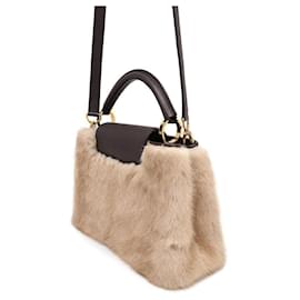 Louis Vuitton-Louis Vuitton Capucines BB Mink Fur Handbag-Brown,Beige