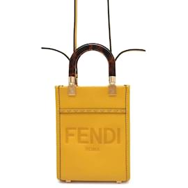 Fendi-Fendi Sunshine Leather Tote Bag-Yellow