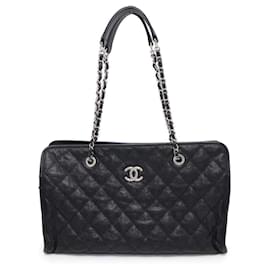 Chanel-Chanel Black Caviar Leather Shoulder Bag-Black