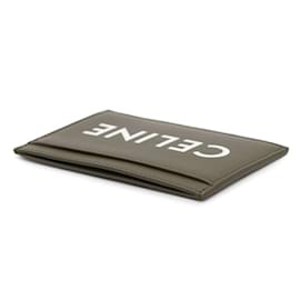 Céline-Celine Khaki Leather Business Card Holder-Khaki
