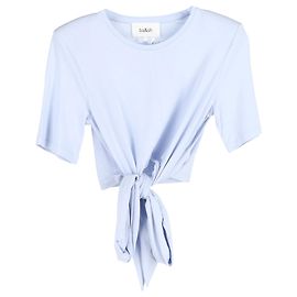 Ba&sh Kurzarm-T-Shirt mit Knoten aus hellblauer Viskose Blau Hellblau