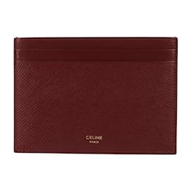 Céline-Celine Burgundy Leather Card Case-Dark red