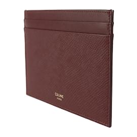 Céline-Celine Burgundy Leather Card Case-Dark red