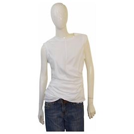 3.1 Phillip Lim Top sin mangas de algodón blanco con drapeado S Blanco