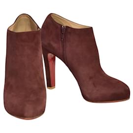 Christian Louboutin-Christian Louboutin burgundy suede ankle boots size 11, EU 41-Dark red