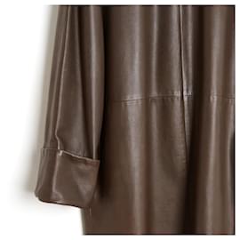 Hermès-Hermès 99A Martin Margiela Dress FR38 Brown leather Top Tunique US8 Hermes-Brown