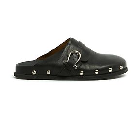Sartore Mules EU38 Black Leather Studed Clogs Slippers Mules UK5 US7.5 Black