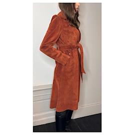 Céline-Suede trench by Phoebe Philo Resort 2014-Orange