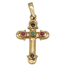 Autre Marque Gold and gemstone CREU pendant Golden Green