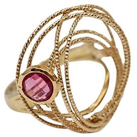 Autre Marque Anillo HILOS de Oro con Turmalina Rosa Dorado