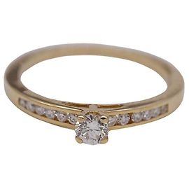 Autre Marque Anel Aliança AMOUR com Diamantes Dourado