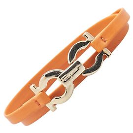Pulsera de cuero Gancini de Salvatore Ferragamo Naranja