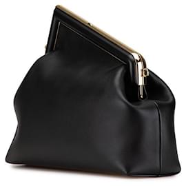 Fendi-Fendi First Medium Leather Shoulder Bag Clutch 8BP127-Black