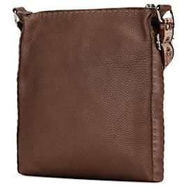 Fendi-Fendi Selleria Leather Shoulder Bag 8BT109-Brown