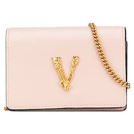 Versace-Versace Virtus Pink Leather Mini Crossbody Bag-Pink