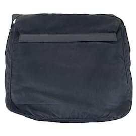 Prada-Prada Nylon Leather Tessuto Logo Shoulder Bag-Black
