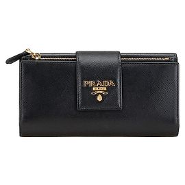 Prada Saffiano Logo Long Wallet 1ML005 Black