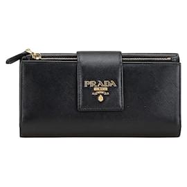 Prada-Prada Saffiano Logo Long Wallet 1ML005-Black