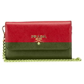 Prada-Prada Saffiano Leather Bifold Mini Wallet 1MC015-Red