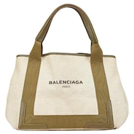 Balenciaga-Balenciaga Canvas Leather Cabas S Tote Bag-Green