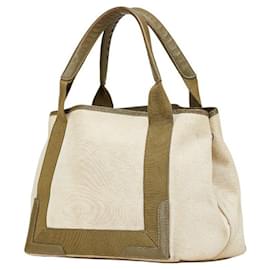 Balenciaga-Balenciaga Canvas Leather Cabas S Tote Bag-Green
