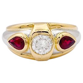 inconnue Gold ring, platinum, diamonds, rubies. Other