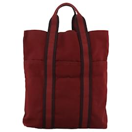 Hermès-HERMES Fourre Tout Cabass Sac Tote Toile Rouge Auth 107268-Rouge