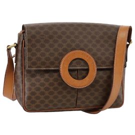 Céline Sac à épaule en toile Macadam CELINE en cuir PVC marron doré Auth yk16587 Marron Doré