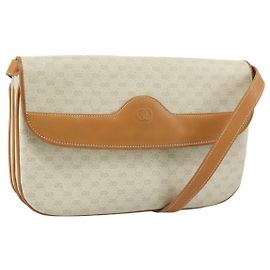 Gucci Bolsa de Ombro Micro GG Supreme em PVC Couro Branco Auth mr903 Branco