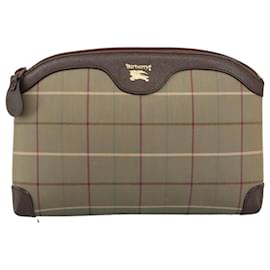 Autre Marque-Burberrys Nova Check Clutch Bag Canvas Beige Auth 107274-Beige