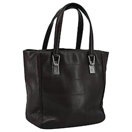 Chanel-CHANEL Sac à main en cuir caviar marron argent CC Auth PP124-Marron,Argenté