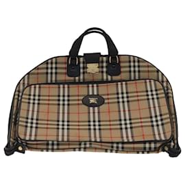 Autre Marque-Burberrys Nova Check Garment Cover Canvas Leather Beige Black Gold Auth mr904-Black,Beige,Golden