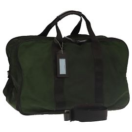 PRADA Borsa Boston Nylon 2way Khaki Argento Auth mr830 Argento Cachi