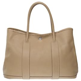 Hermès-HERMES Garden Party Bag in Etoupe Leather - 102350-Taupe