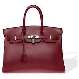 Hermès HERMES Birkin 35 Bag in Red Leather - 102374 Red