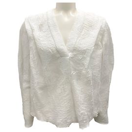 Top drapeado em jacquard IRO White Farouz com decote em V Branco